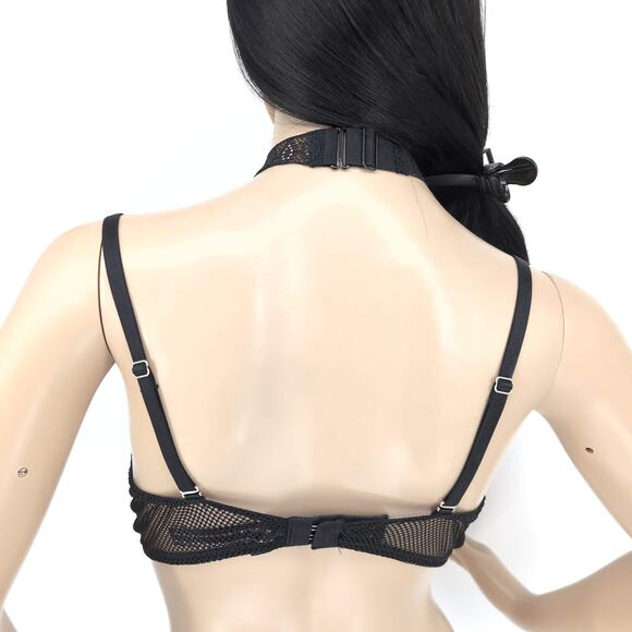 Victoria's Secret Very Sexy Push Up Choker 36 B Bra High Neck Black Nude - VGUC - Picture 16 of 16